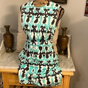 Milly Black and Teal Patterned Mini Dress Mini Just Above Knee Cute Sexy 8!